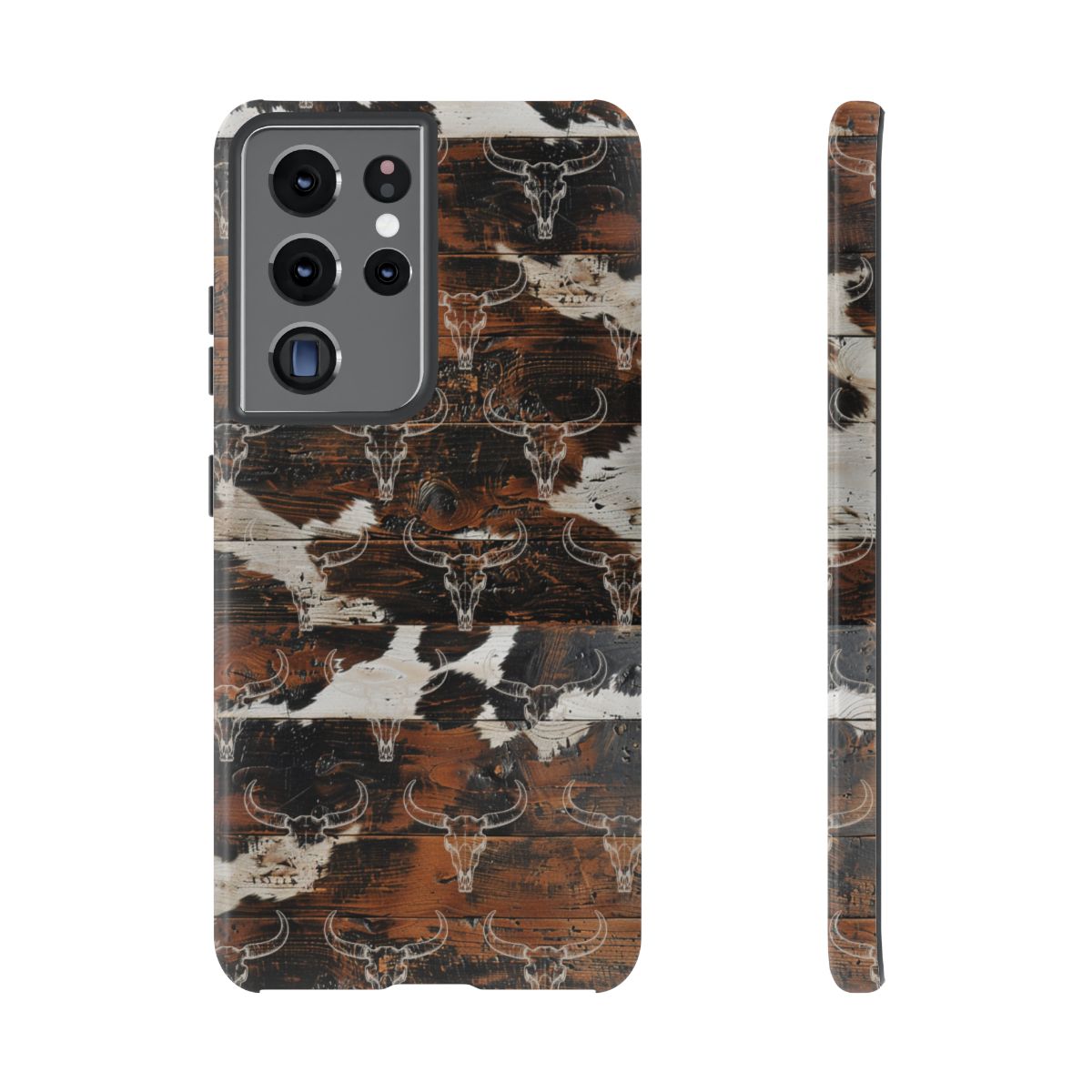 Wooden Cowhide Bull Skull Tough Case