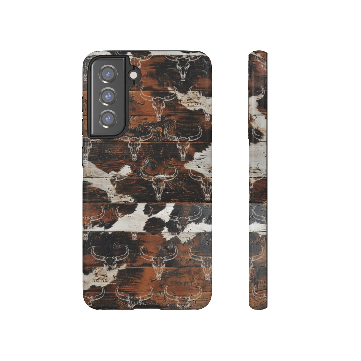 Wooden Cowhide Bull Skull Tough Case