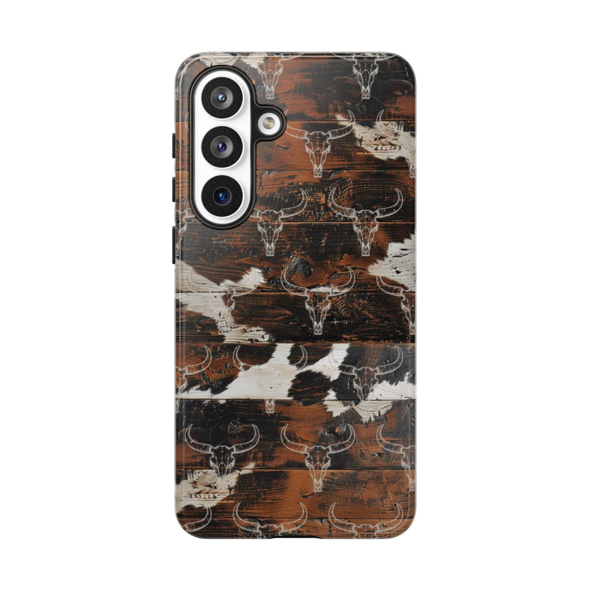 Wooden Cowhide Bull Skull Tough Case