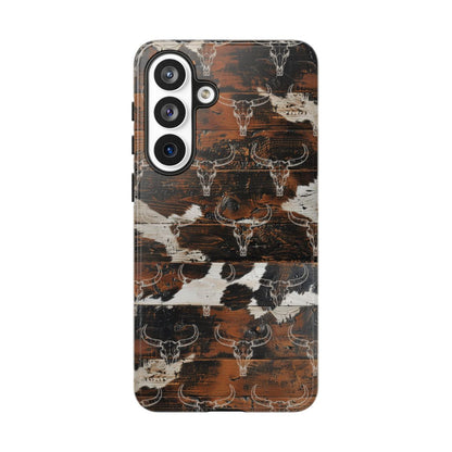 Wooden Cowhide Bull Skull Tough Case