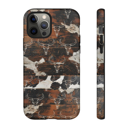 Wooden Cowhide Bull Skull Tough Case