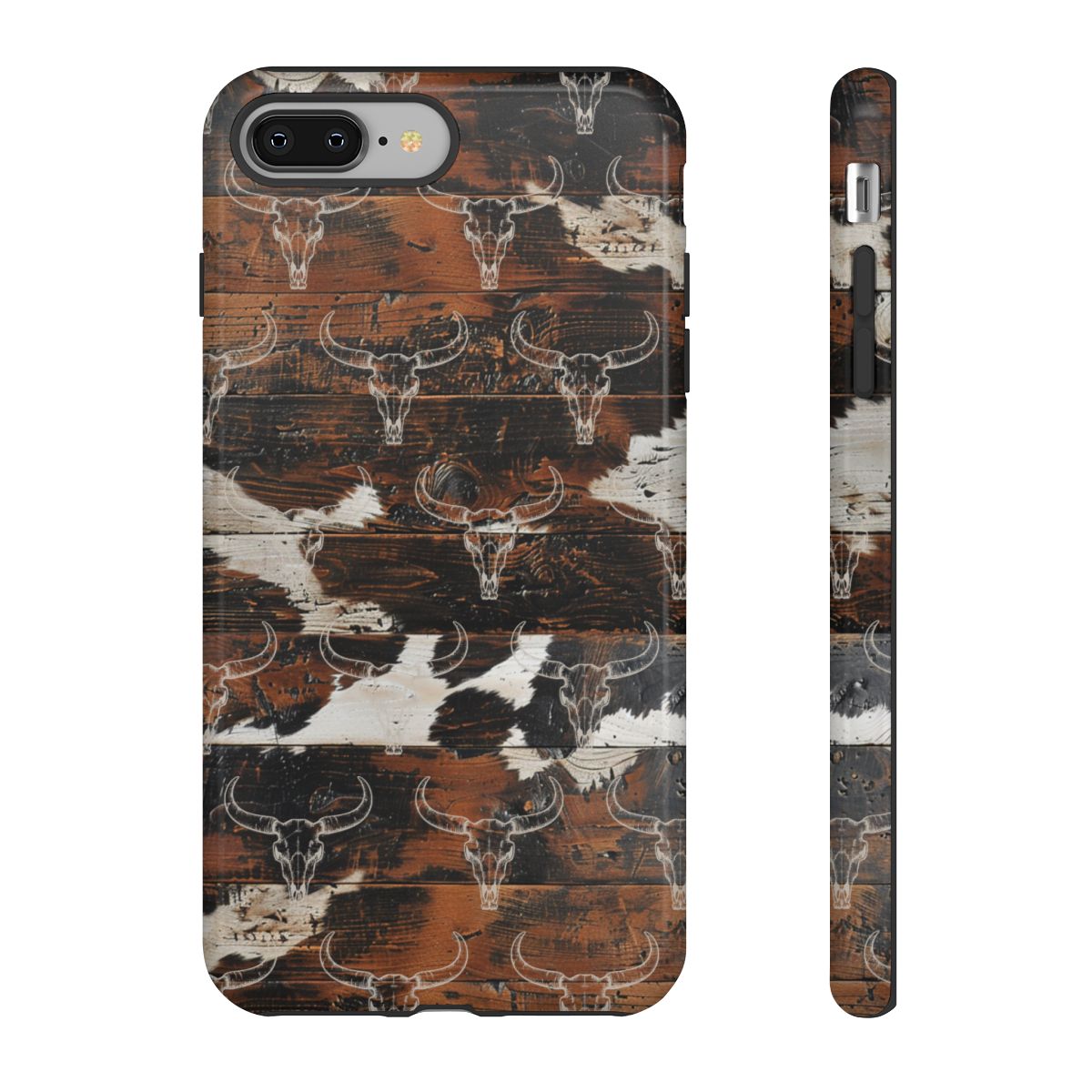 Wooden Cowhide Bull Skull Tough Case