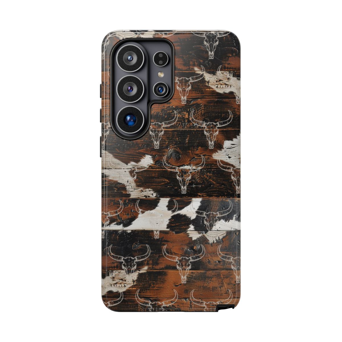 Wooden Cowhide Bull Skull Tough Case