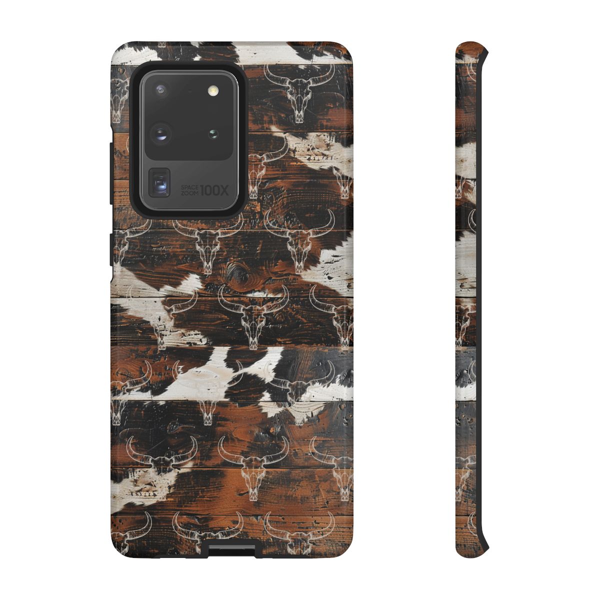 Wooden Cowhide Bull Skull Tough Case