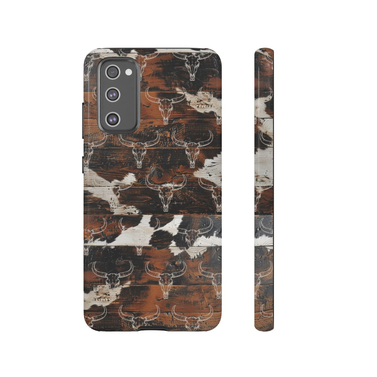 Wooden Cowhide Bull Skull Tough Case