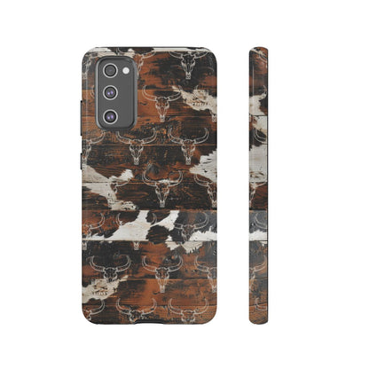 Wooden Cowhide Bull Skull Tough Case