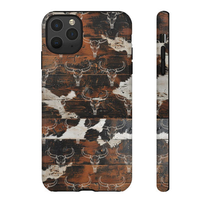 Wooden Cowhide Bull Skull Tough Case