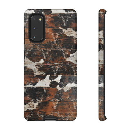 Wooden Cowhide Bull Skull Tough Case