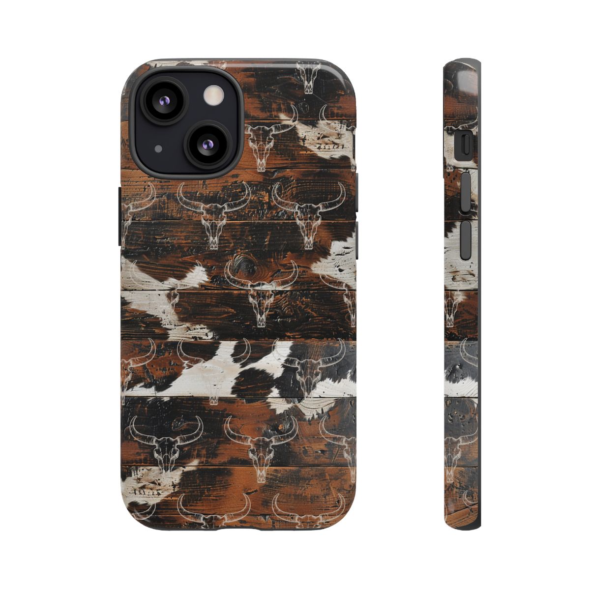 Wooden Cowhide Bull Skull Tough Case
