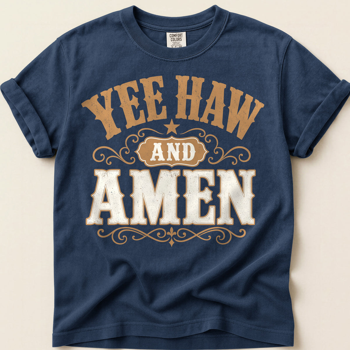Yee Haw Amen T-shirt on Navy
