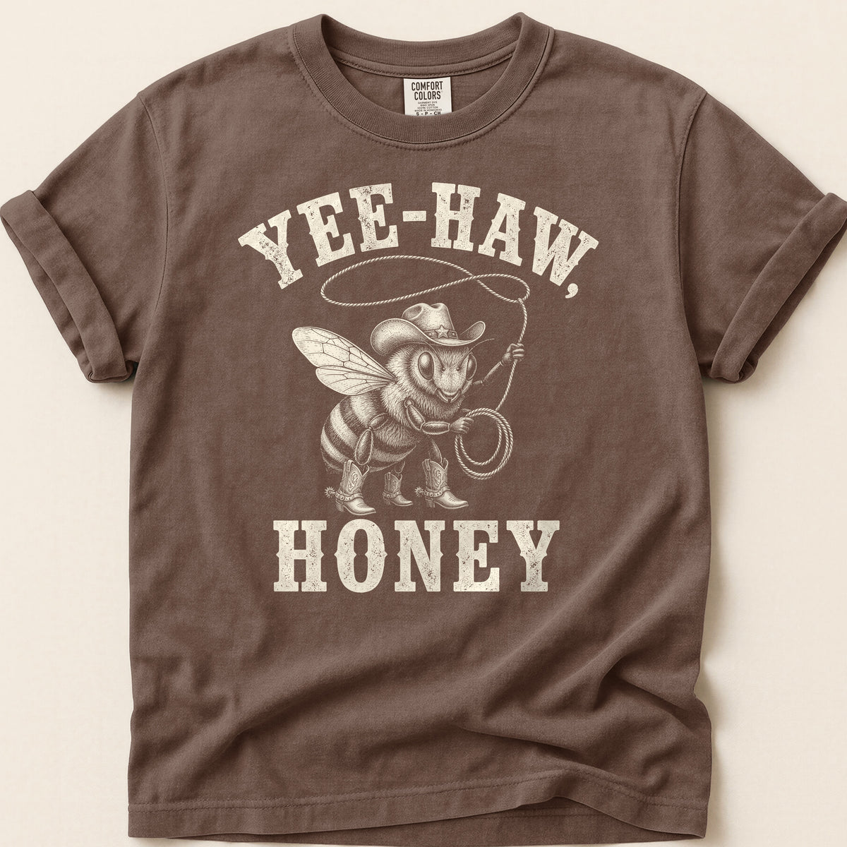 Yee-Haw Honey Bee T-shirt on Espresso