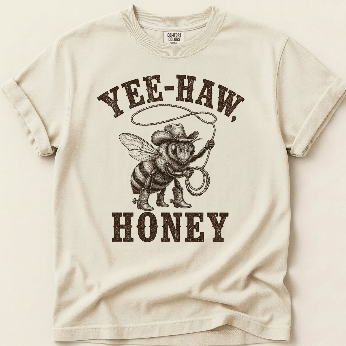 Yee-Haw Honey Bee T-shirt on Ivory